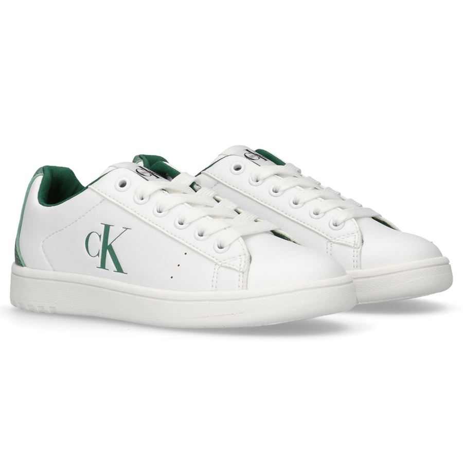 Sneakers stringate minimal logo in contrasto da bambino Calvin Klein | V3X9820821355A494
